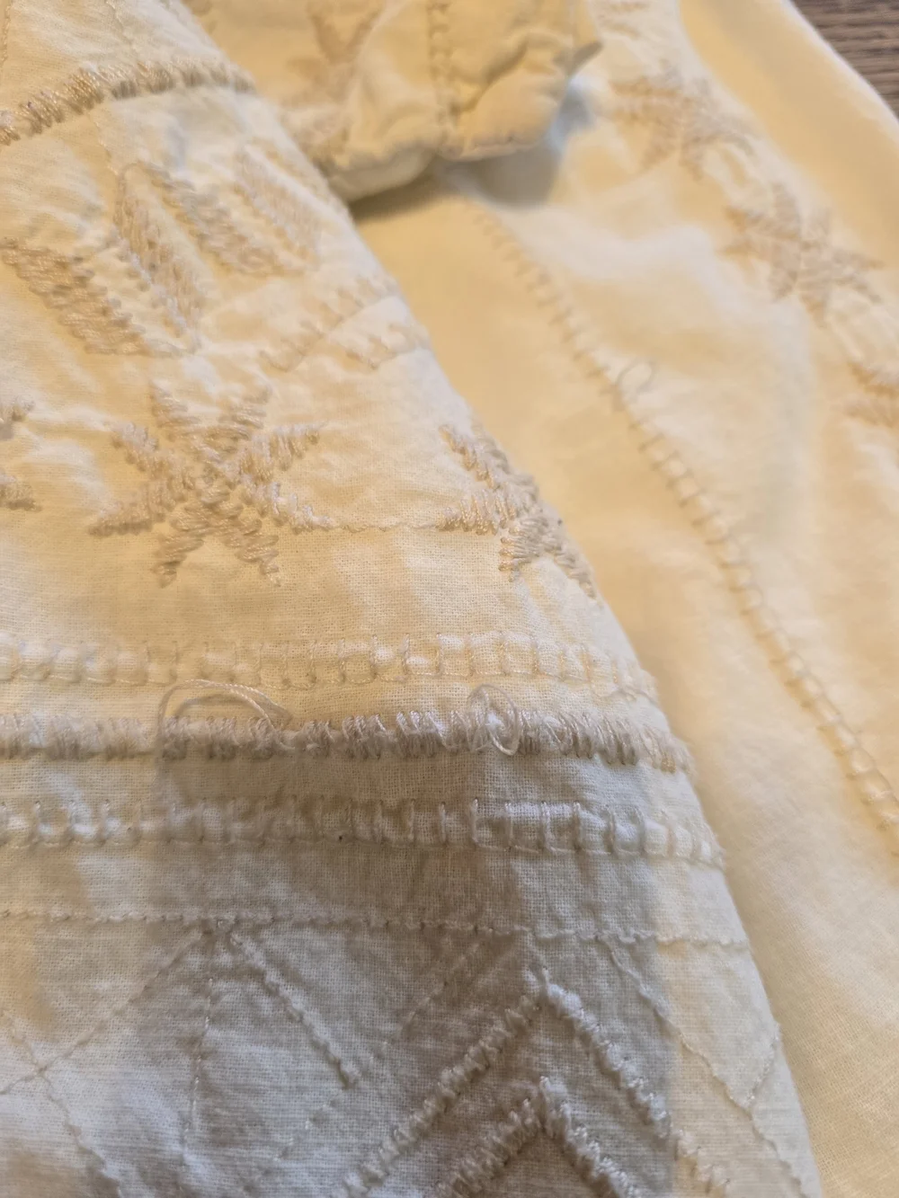 Anthropologie Queen White Embroidered Daisia Duvet Cover & 2 Standard Shams Set